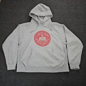 Illinois Pro Weave Hoodie Mens L Gray MV Sport Spell Out Crest Sweatshirt